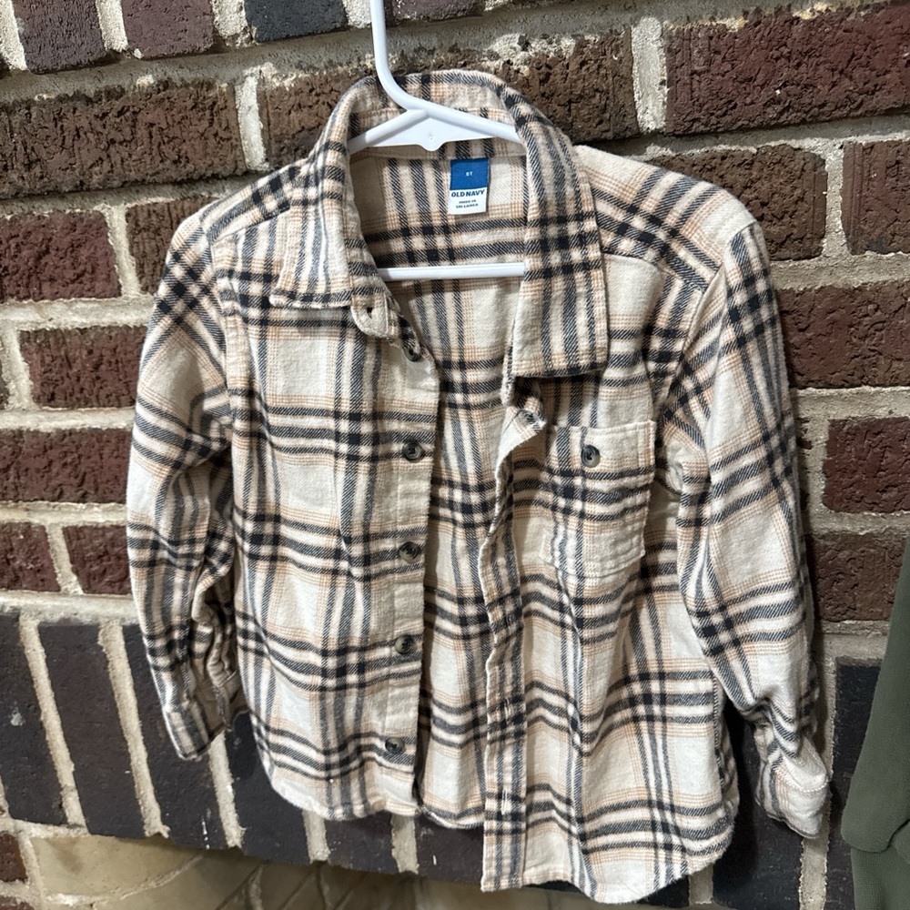 Old Navy Plaid Shirt - Beige and Black